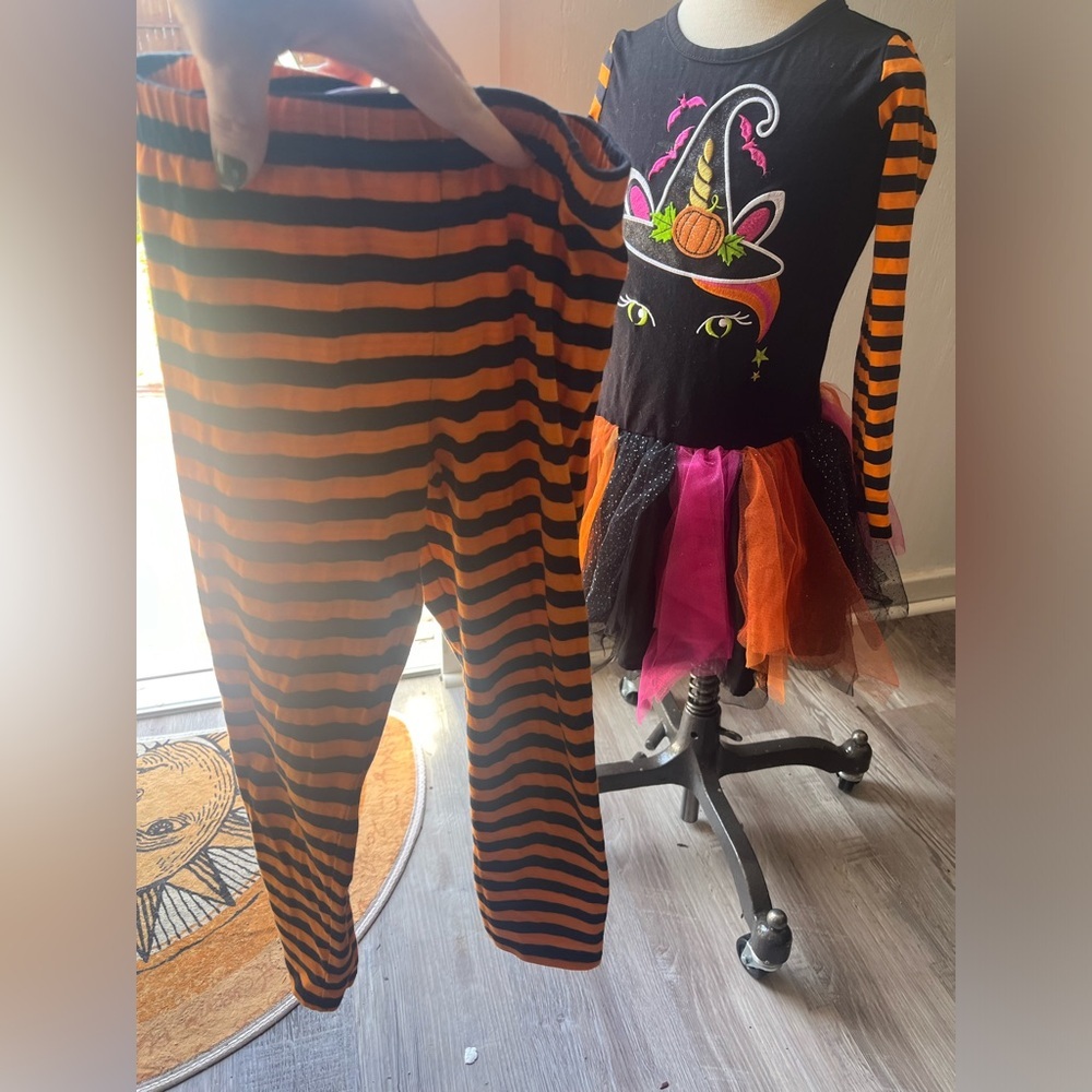 Size 5 fall/pumpkin/halloween unicorn dress and pants SHIPS SAME DAY - Picture 3 of 8